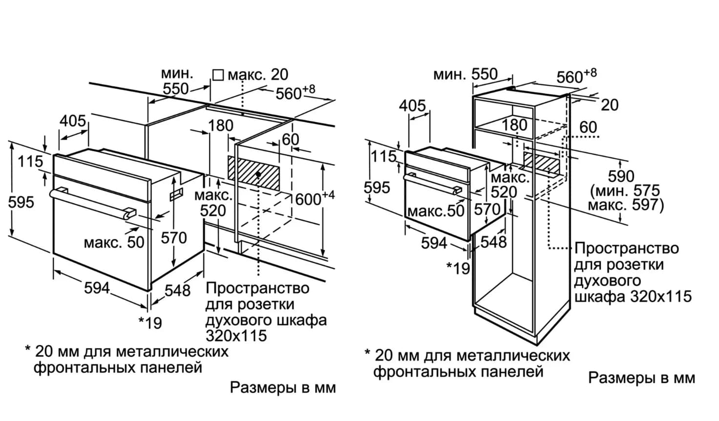 Размер духового шкафа bosch встраиваемого