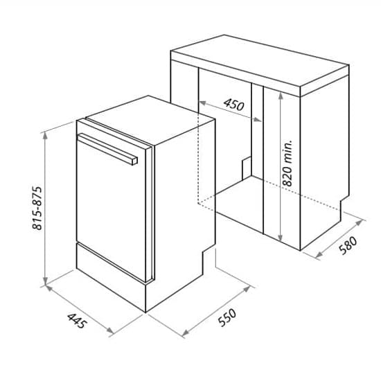 Размер шкафа для посудомоечной машины 45 см встраиваемой